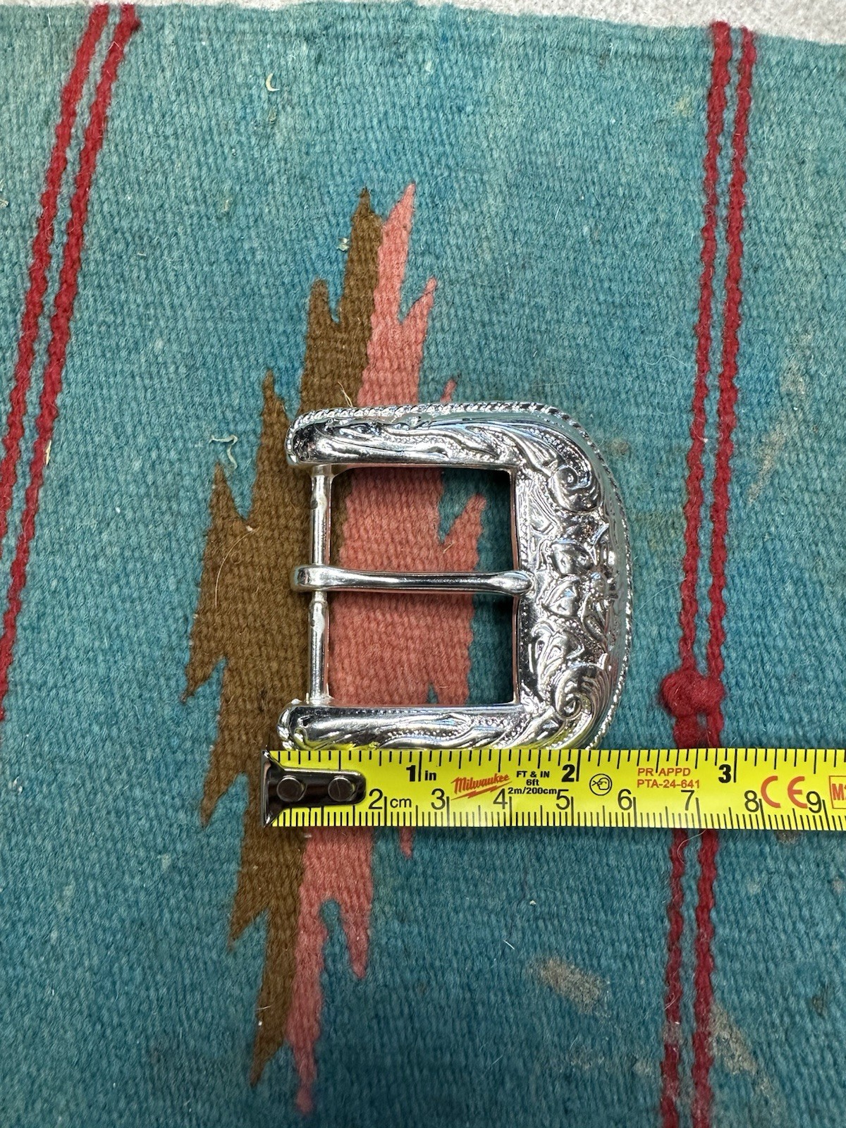 Vintage Western Cowgirl Floral Engraved Belt Buckle Rope Edge 41g