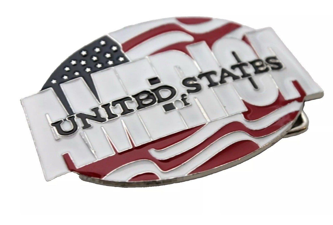 US American Flag Belt Buckle Western Cowgirl Cowboy Rodeo Metal