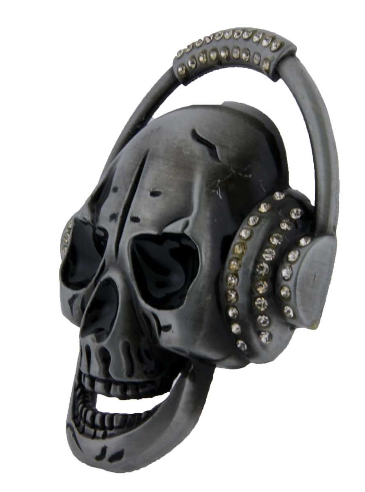 Mens Belt Buckles Skull Head Phone Some Rhinestones Music Hip Gothic DJ Bikers.