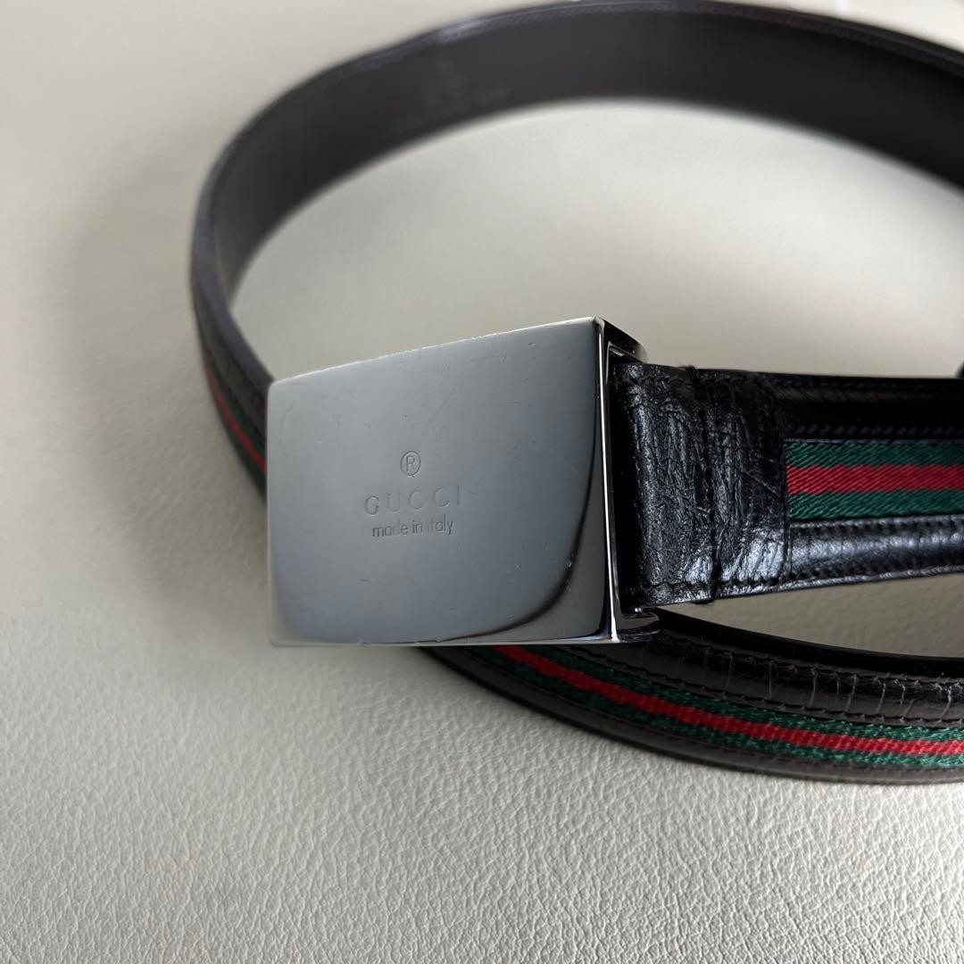 GUCCI Pre-Owned Belt Sherry Line Silver Buckle Leather