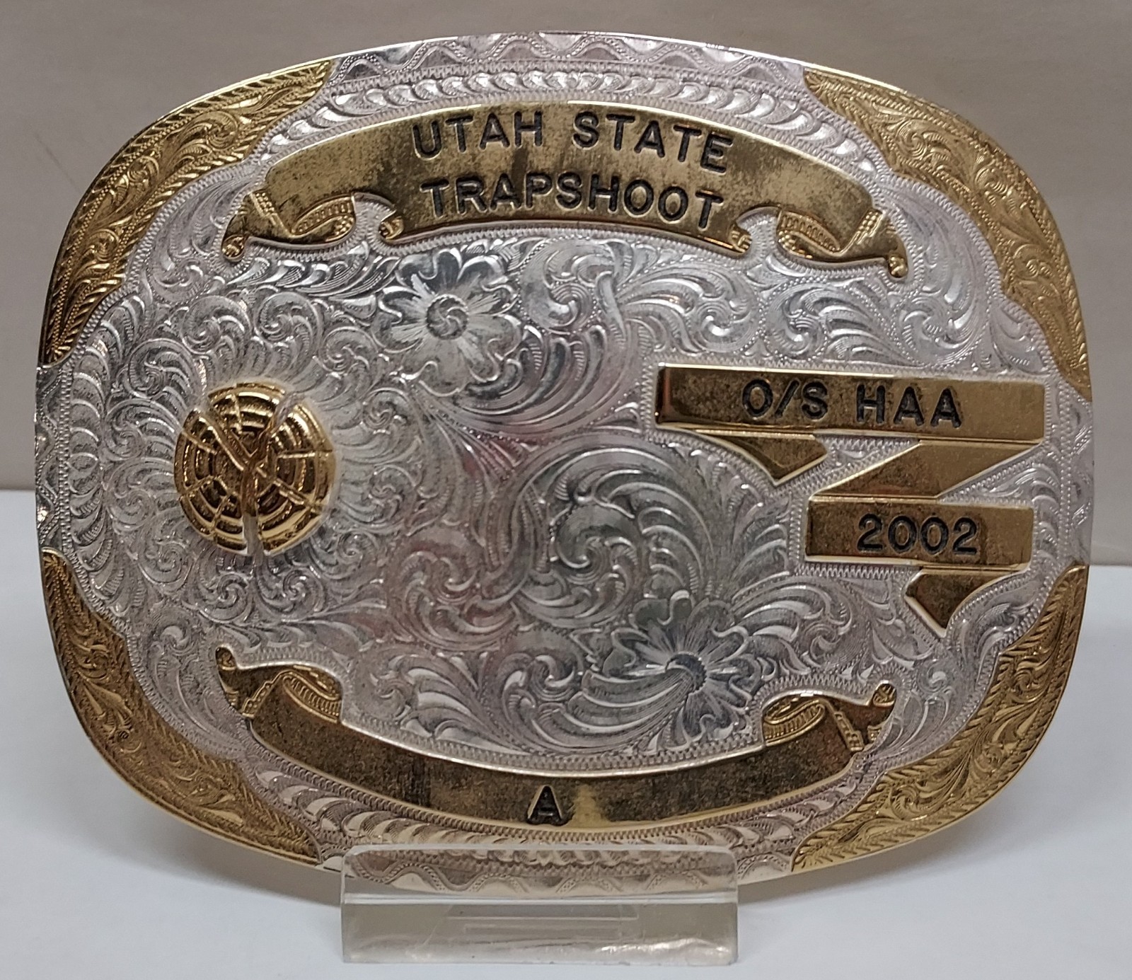 2002 UTAH STATE TRAPSHOOT – O/S HAA – A – BELT BUCKLE – listing # 9559