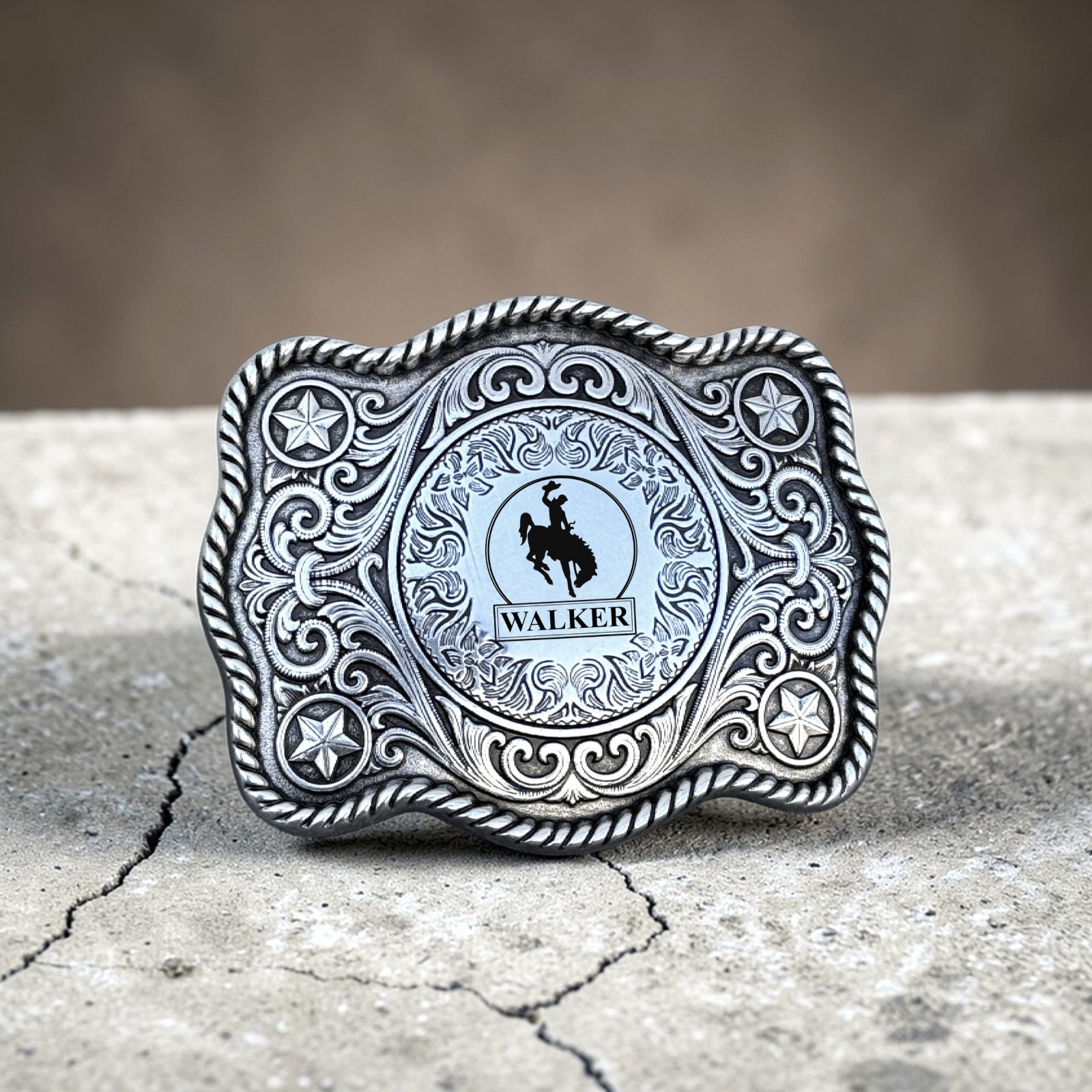 Western Buckle. Engraved Buckle Custom Personalized Monogrammed. For 1.5&Prime; Belt.