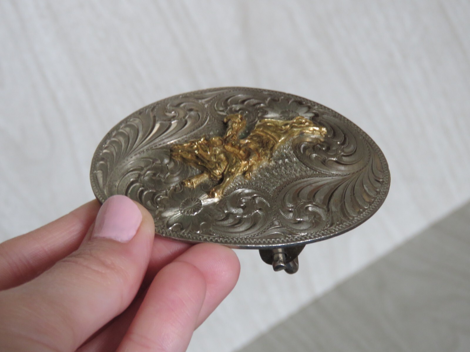 VTG Montana Silversmiths Silver Swirl Western Bull Rider Cowboy Belt Buckle READ