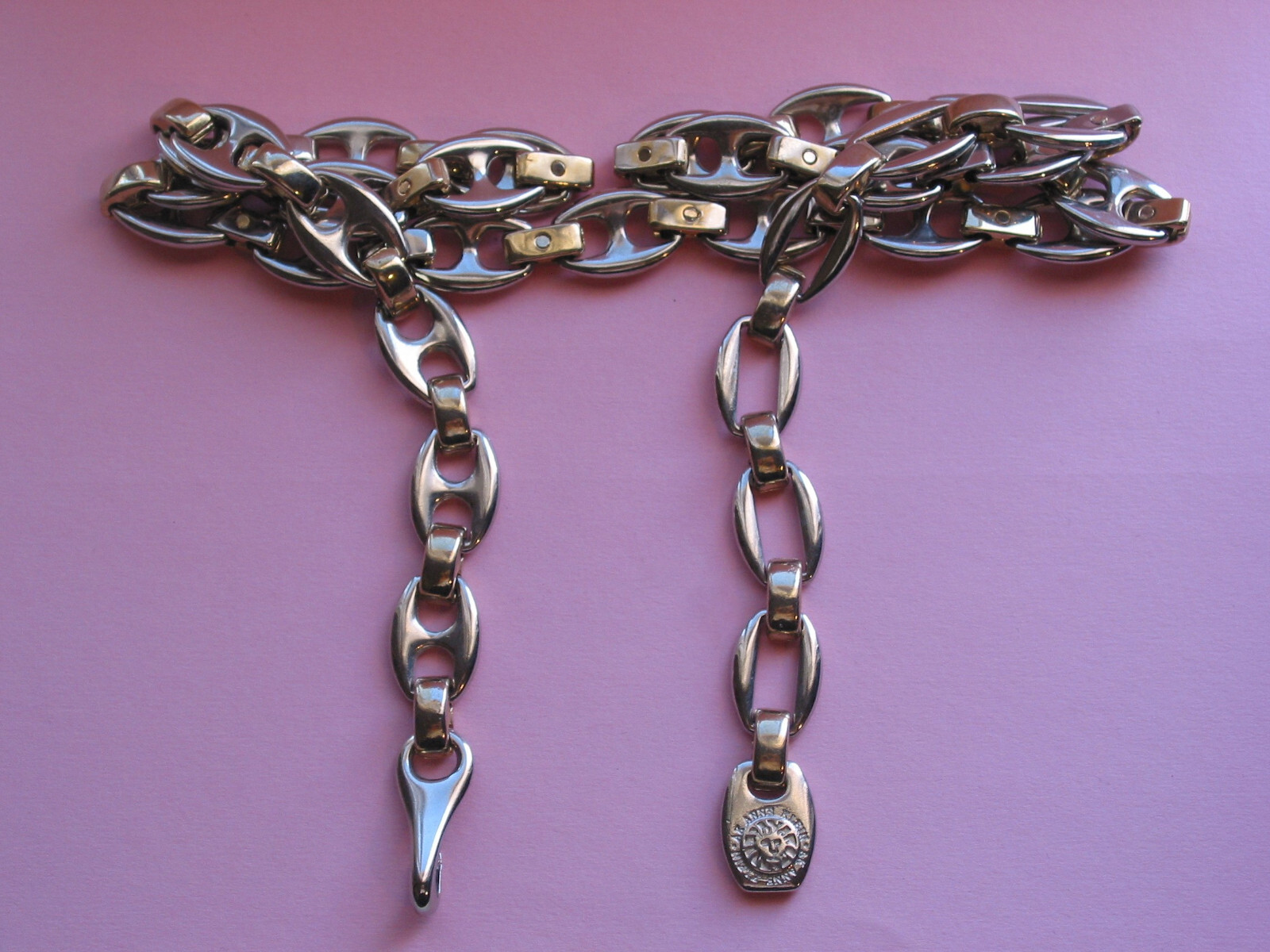Handsome Vintage ANNE KLEIN Heavy Link Belt ~ Silver Tone ~ 37&Prime;