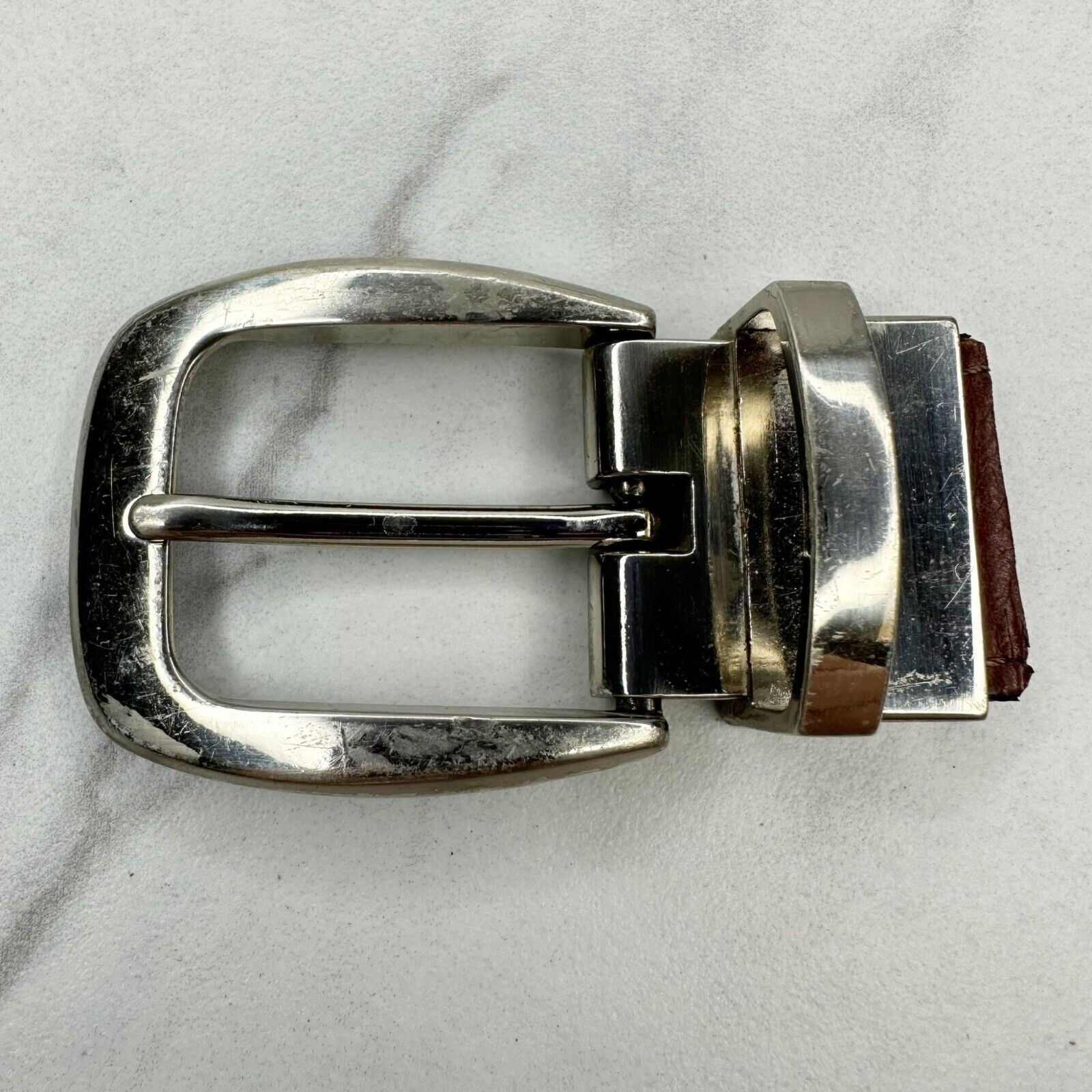 Silver Tone Reversible Simple Basic Belt Buckle