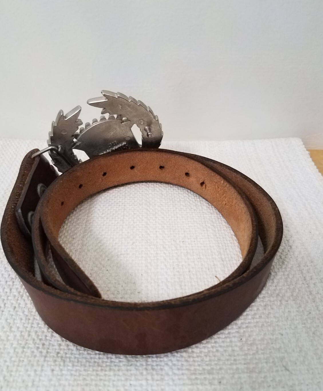 Stars Stripes American Dream Cadillac USA Flag Chrome Leather Belt &Buckle 41&Prime;