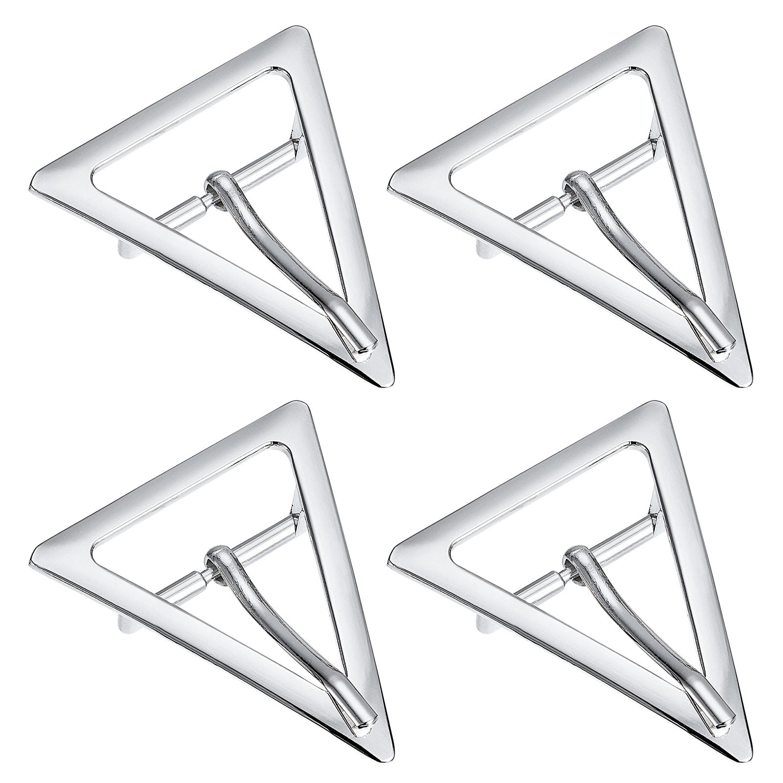 4Pcs 1.3&Prime; Single Prong Belt Buckle Triangle Center Bar Buckles for Belt, White