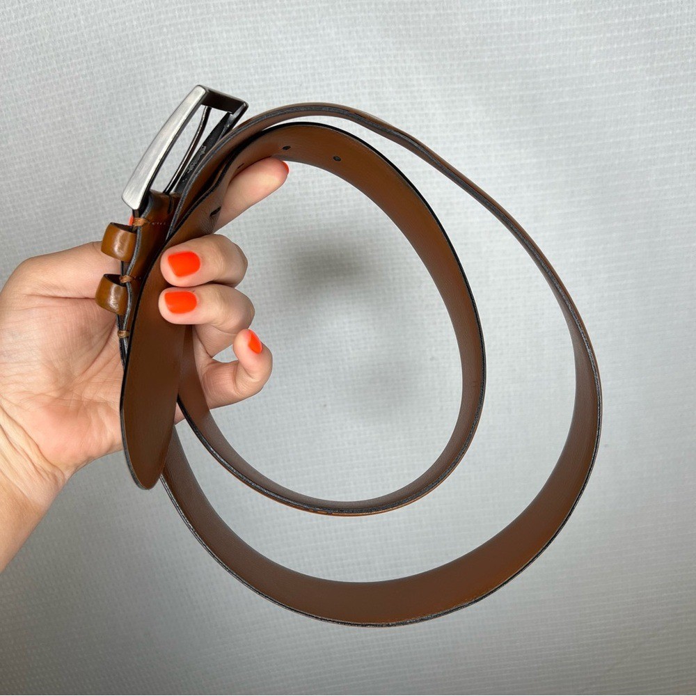 Joseph Abboud | Size 44 Brown Tan Leather Belt with Silver Buckle