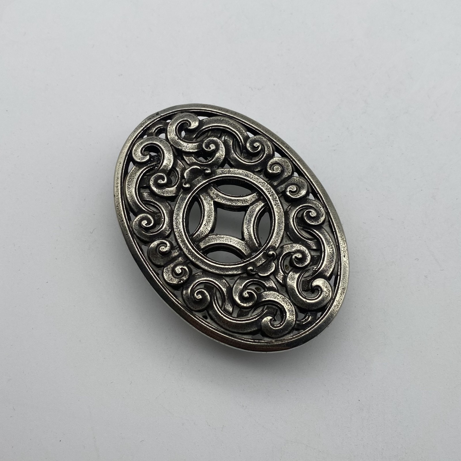 Bohemian Oval Nickel Silver Belt Buckle – Handcrafted Boho Western