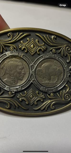 1929 Indian Head Nickle & Buffalo Nickle In Star Belt Buckle