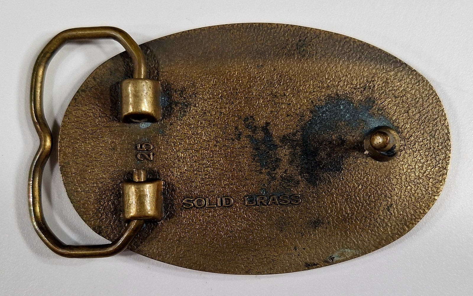 Vintage Solid Brass Bass Fishing Sport Belt Buckle Colorful Amber Green
