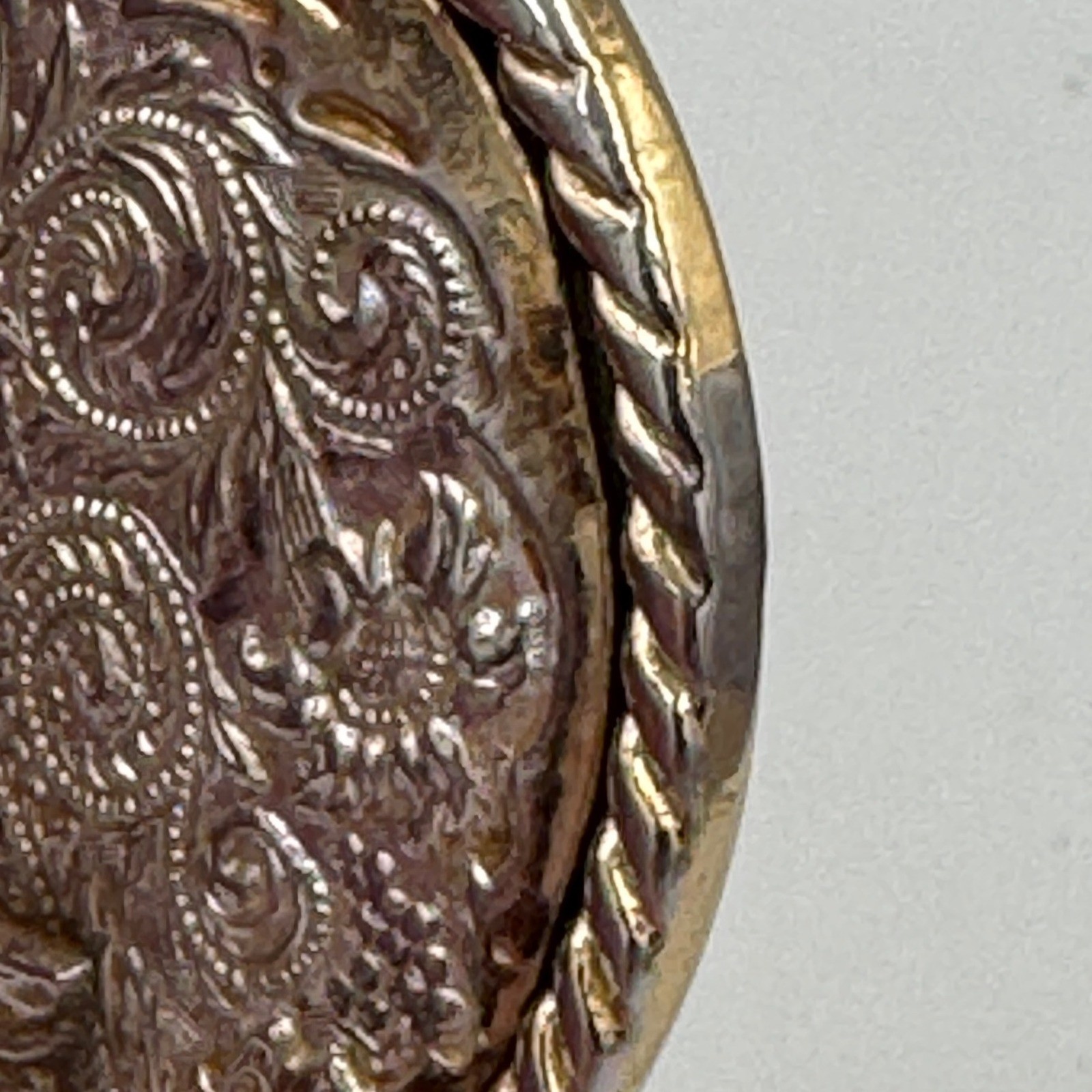 Ivan Western Eagle Belt Buckle Silver Gold Tone Floral Scrollwork Rope Border