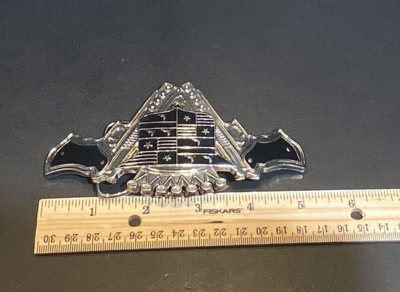 187 Inc Belt Buckle Guns Crest Emblem Black Enamel Silver Tone w/ Bottle Opener