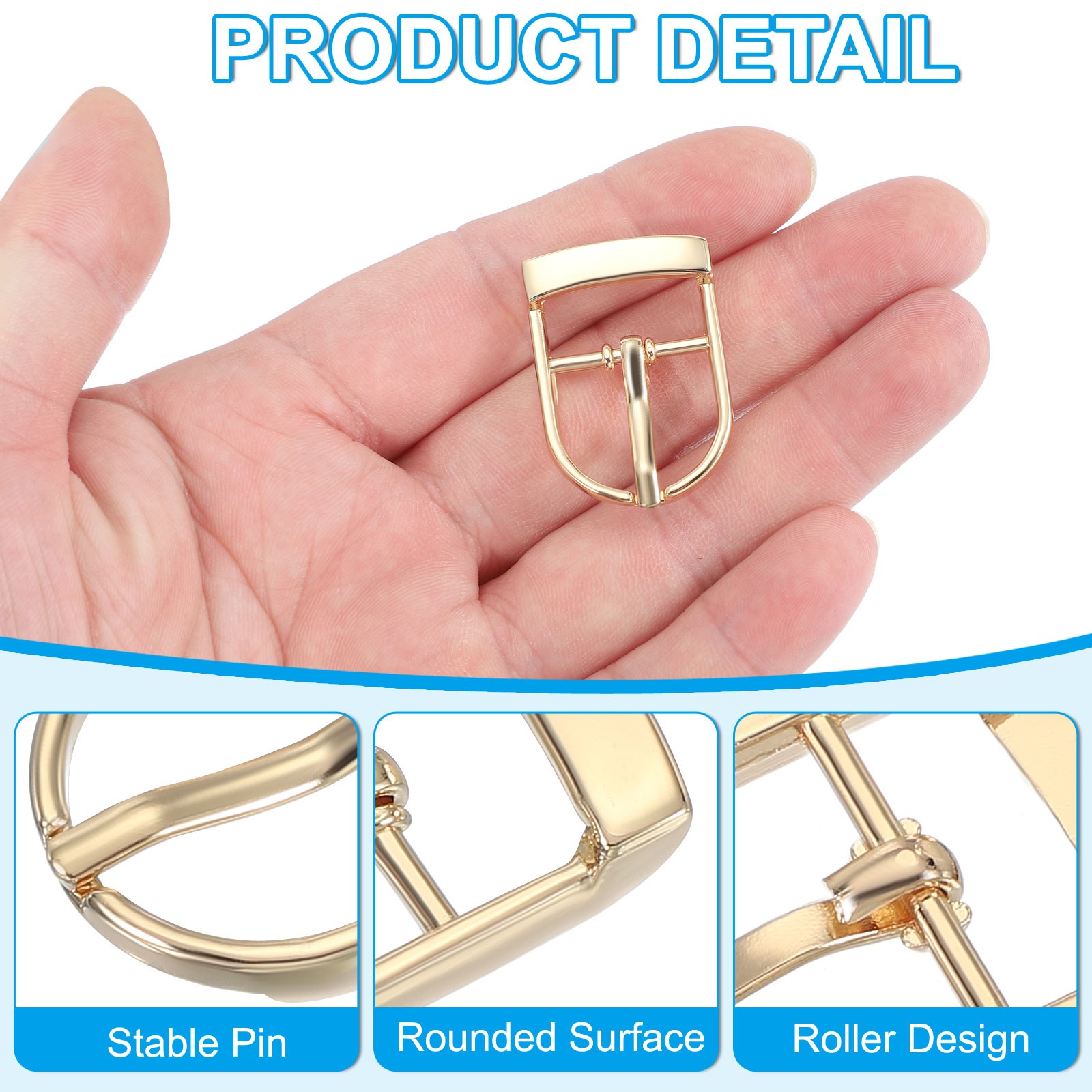 8Pcs 0.8&Prime; Single Prong Belt Buckle Metal Roller Buckle Silver/Light Gold