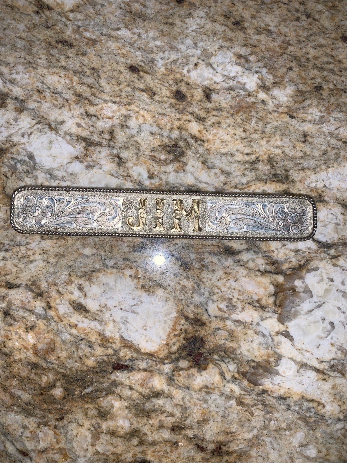 JUSTIN SILVER MEXICO “JIM” Name Plate 6.25” WESTERN