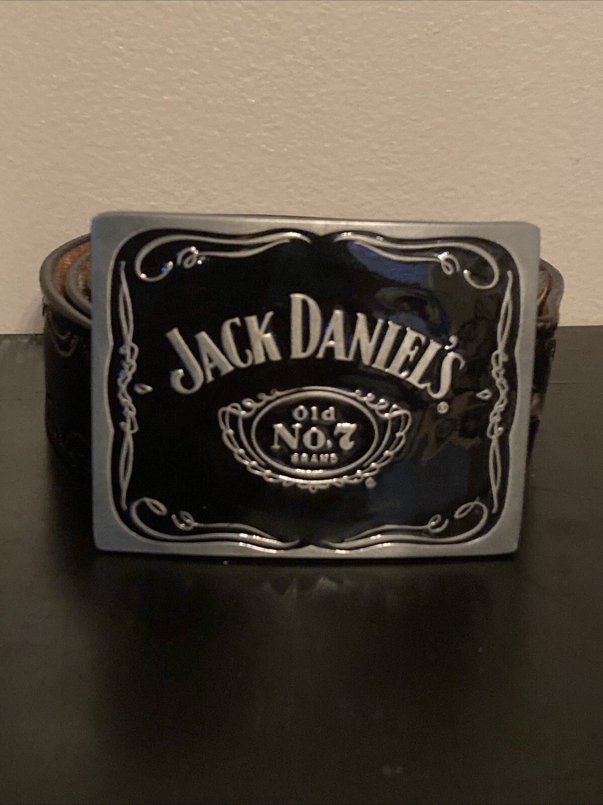 Jack Daniels Old No. 7 Whiskey Black Paisley Belt Buckle With Belt Size 44
