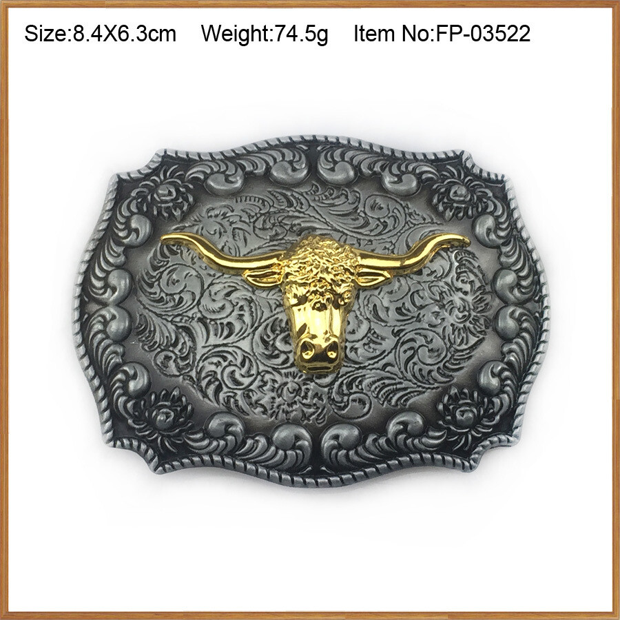 Golden Bull Head Bull Belt Buckle for Male-Western Rodeo Cowboy Belt Buckles