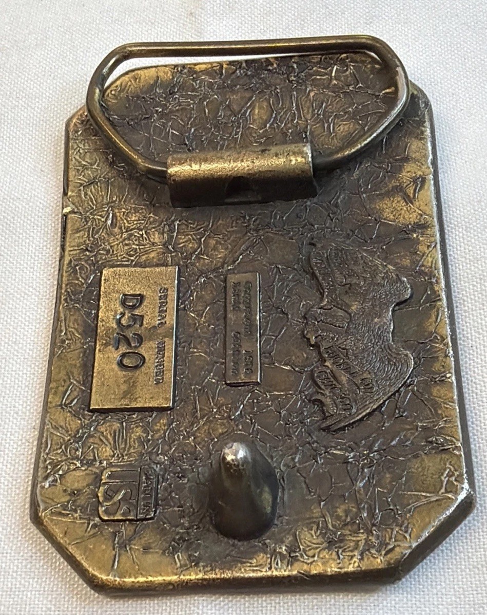 Deer Belt Buckle 1976 Rectangle 3.25 By 2.25 in Number D520 Made USA