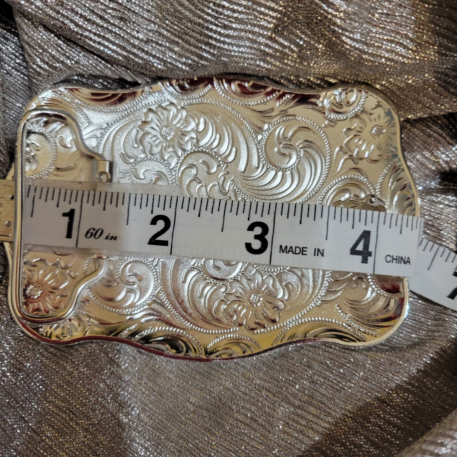 Running horse Western belt Buckle Rose Tone silver 1.5 2 » belt 4.5 x 3.5 inch