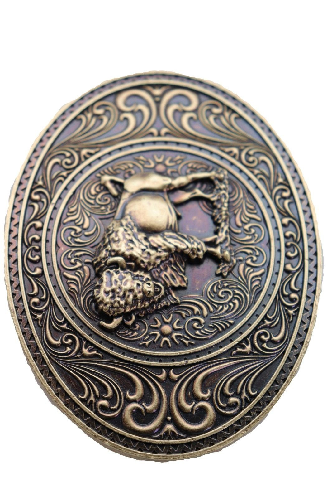 New Men Antique Gold Metal Buffalo Bull Belt Buckle Cowboy Western Fashion Rodeo