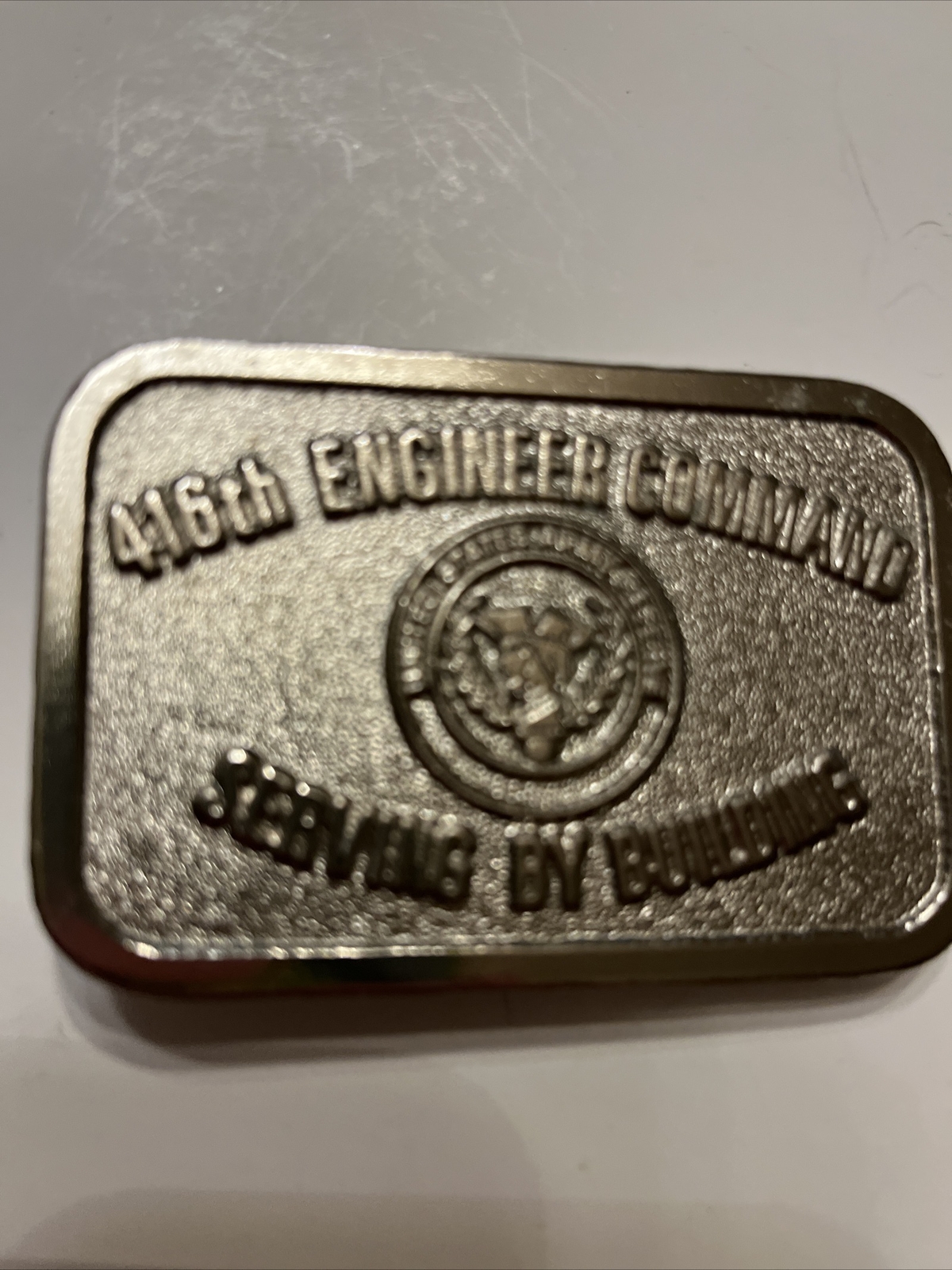 416 Engineer Command Serving Building Army Reserve USA Vintage Belt Buckle