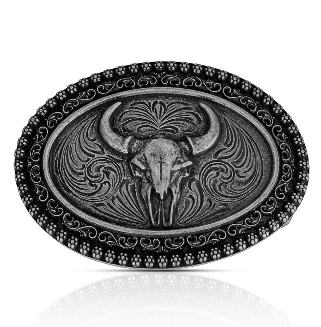 Montana Silversmiths Frontier Pride Buffalo Skull Western Belt Buckle NEW