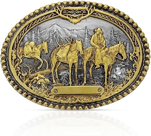 Montana Silversmiths Western Belt Buckle Pack Horses Antiqued 61333P