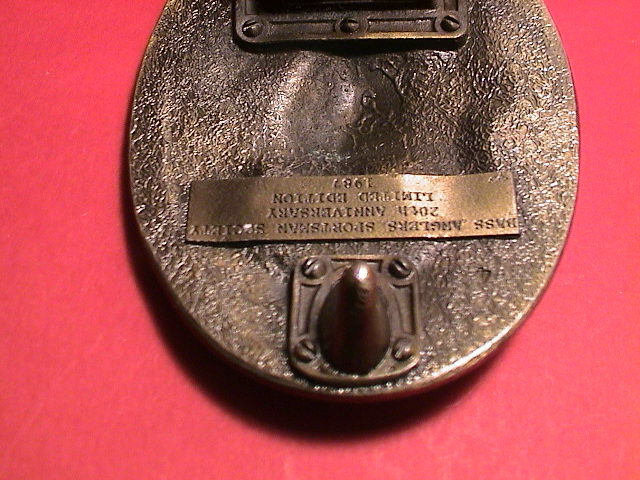 1967-87 BASS ANGLERS SPORTSMAN SOCIETY 20 YEAR FISHING 3D LOOK BRASS BELT BUCKLE