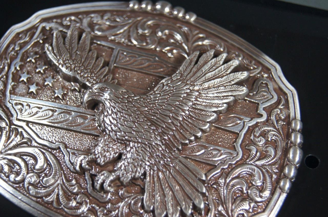 Nocona M&F Western Oval Rectangle Buckle American Flag Eagle 37944