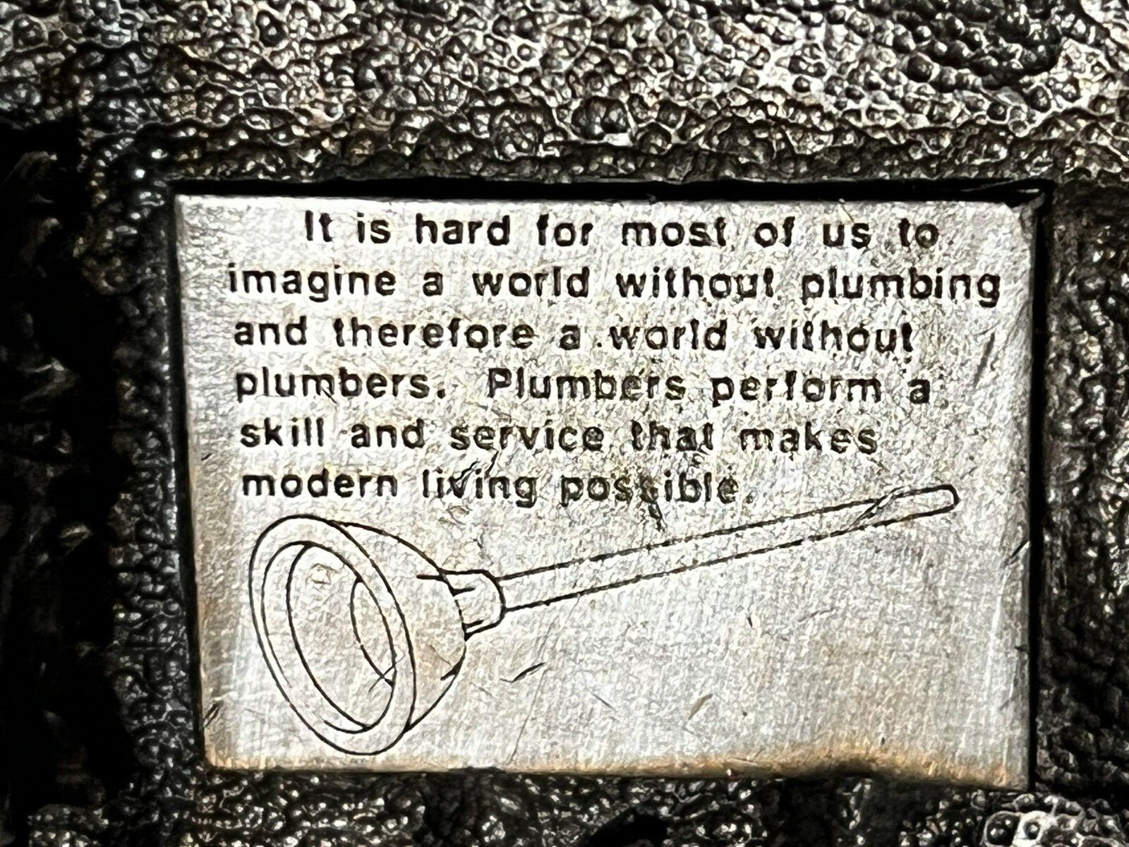 NICE PLUMBER BELT BUCKLE SOLID PEWTER WITH RED 1987 MADE IN USA SISKIYOU CO