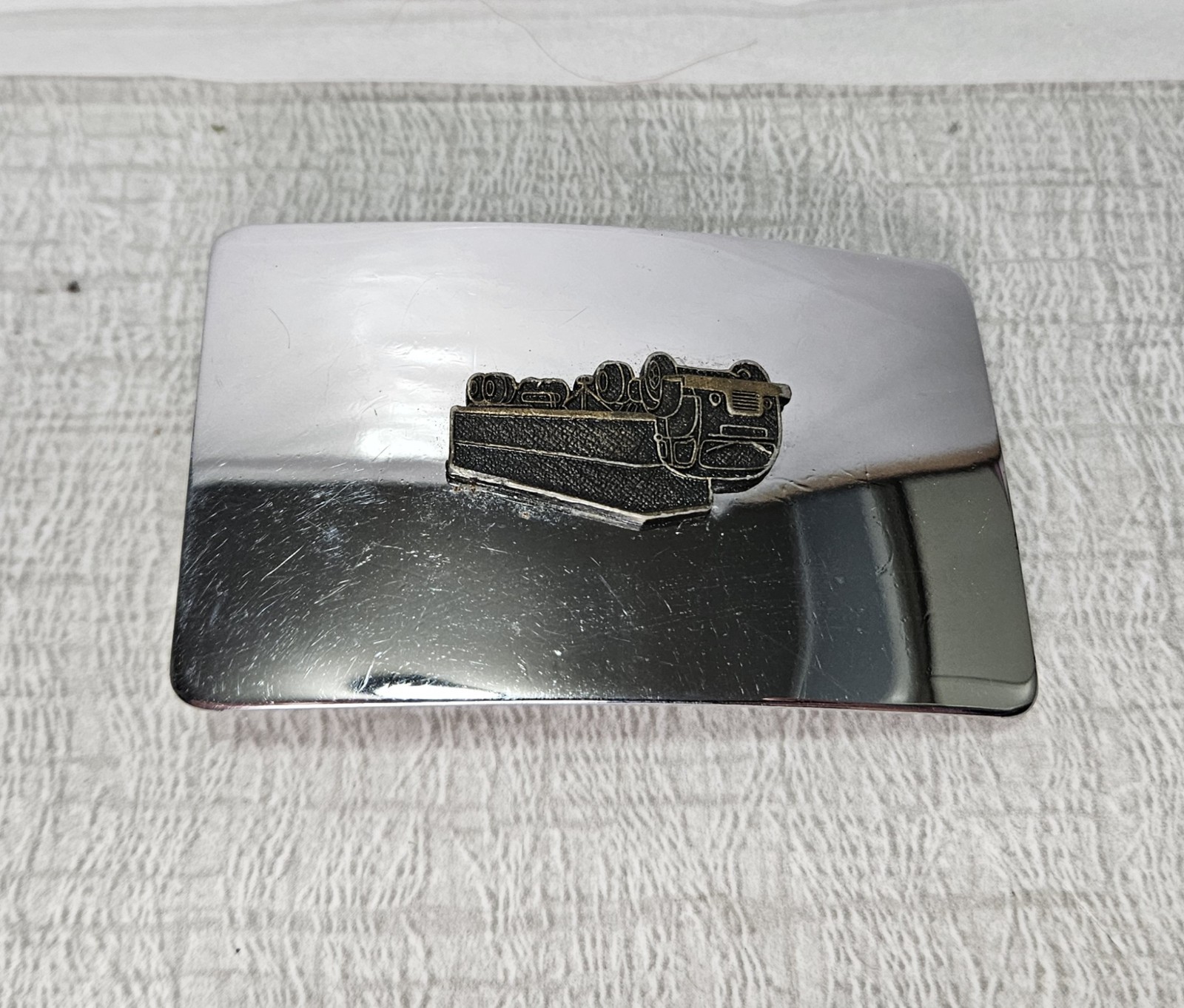 Vintage Mixed Metal Big Rig Belt Buckle Chrome And Brass Cabover Semi Truck 3×2