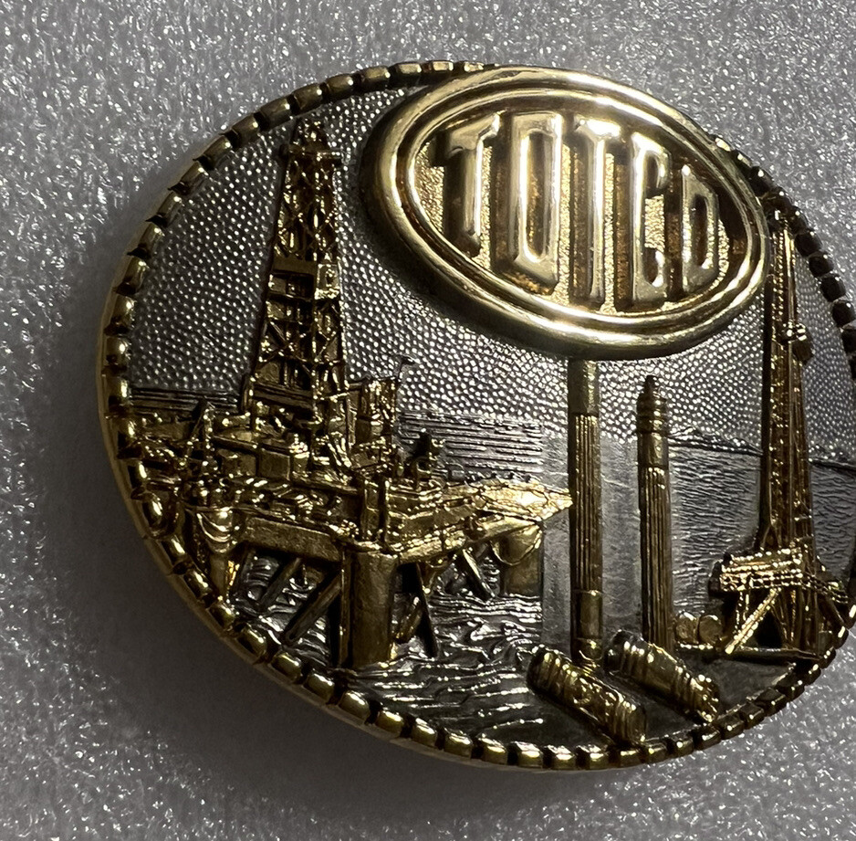 1981 TOTCO COMPANY BELT BUCKLE – HEAVY BRASS – VTG New Unused Offshore Plated