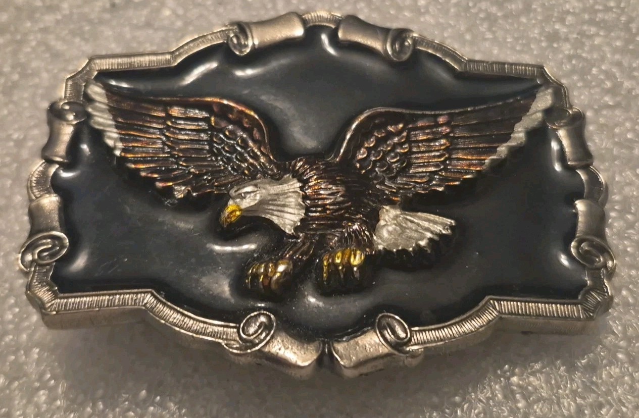 Vintage 1997 Great American Buckle Co. Pure Pewter Bald Eagle Belt Buckle