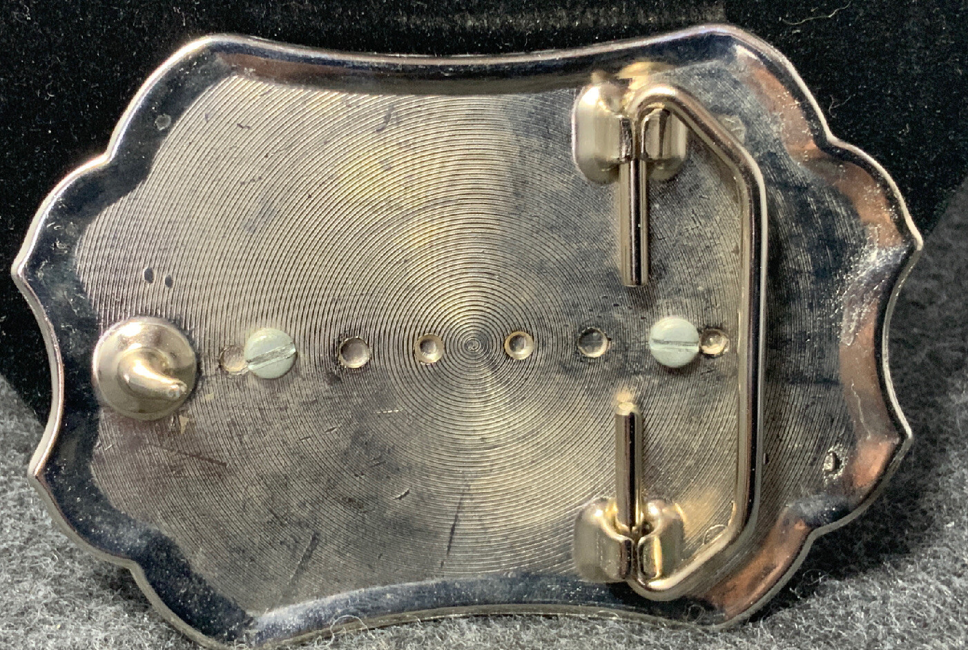 « Banded Agate” Belt Buckle 3-1/2 » L X 2-1/2” Heavy: 3.5 oz. Nickel