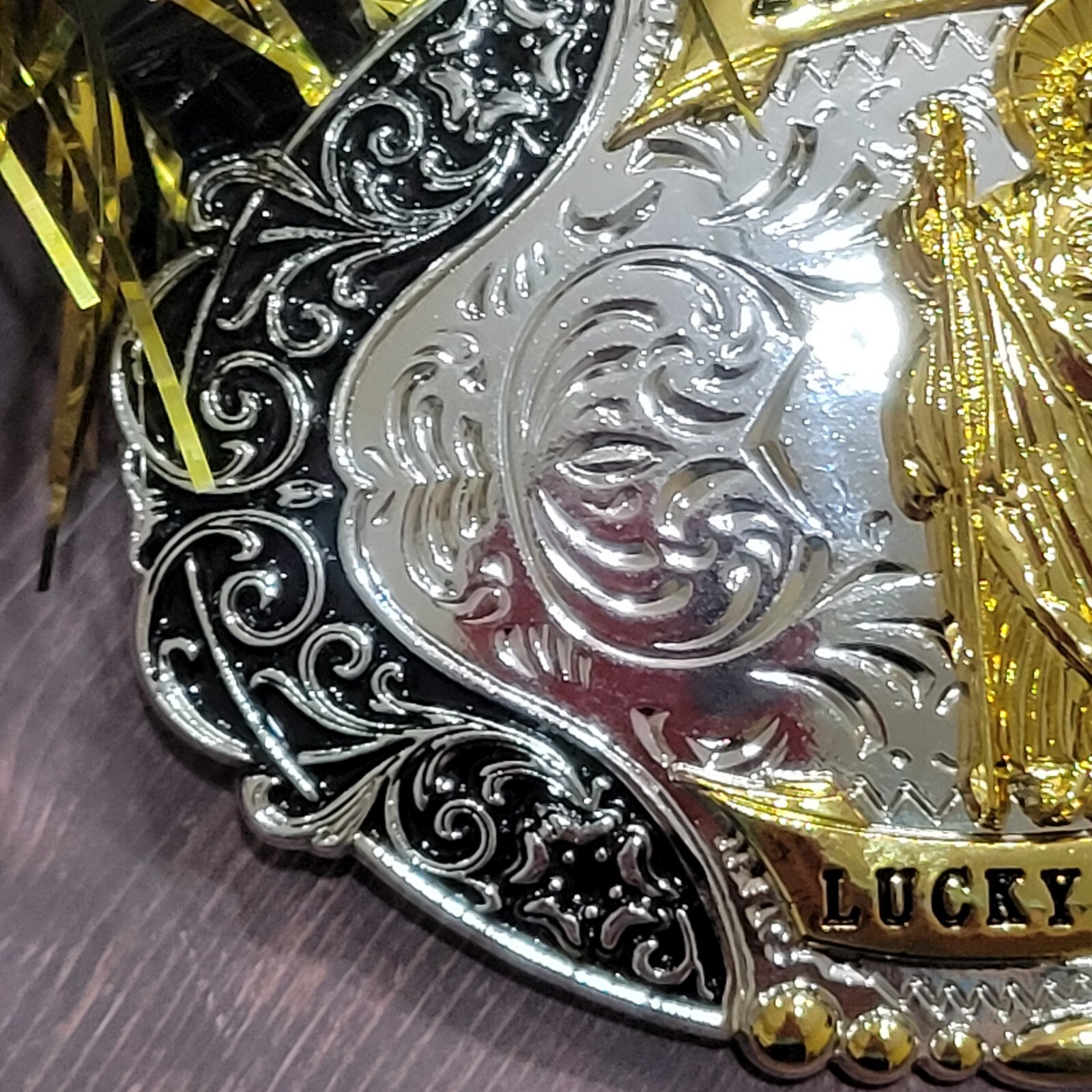Saint jude San Judas Western belt Buckle Gold Silver Heavy gold silver