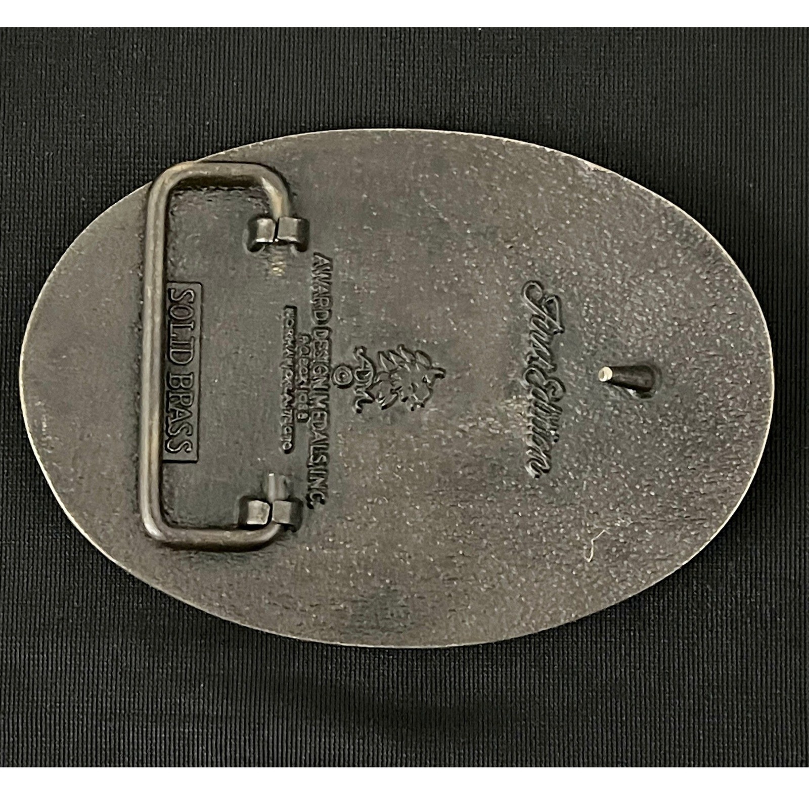 Vintage Award Design Medals Elk Deer Belt Buckle Solid Brass Tone