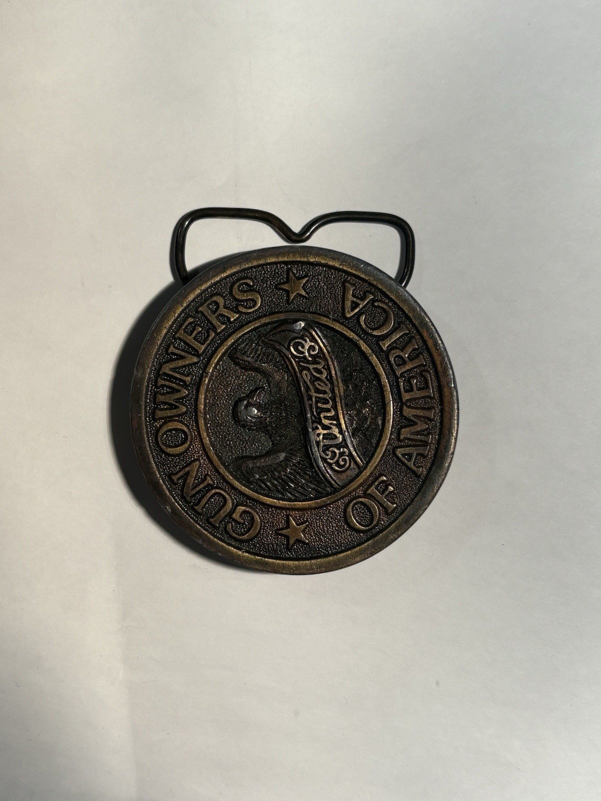 UnitedGun Owners of America Round Metal Clip Belt Buckle Logo