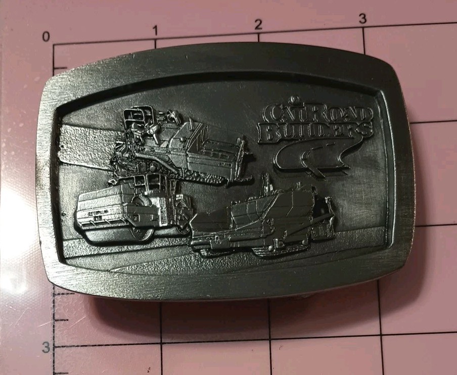 Vintage NOS CAT Road Builders Belt Buckle Caterpillar Heavy Equipment 1992