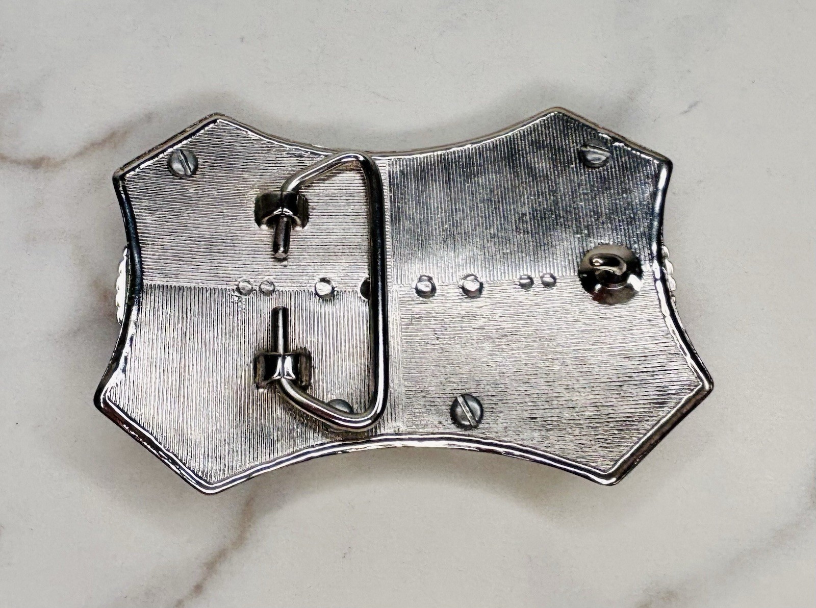 Double Centenario Western Belt Buckle Hebilla Rodeo Silver/Gold Tone 2.5”x4”