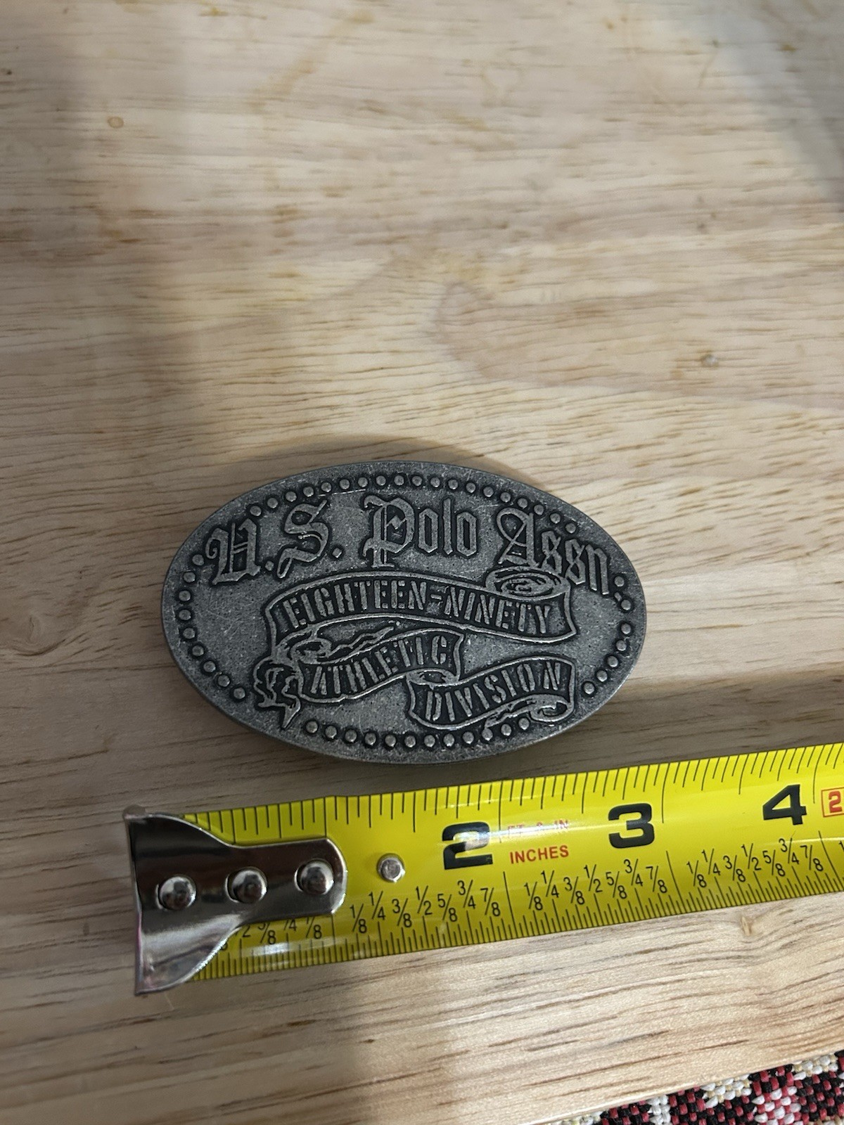 VTG SILVER U.S. Polo Assn. Men&rsquo;s Western Belt Buckle Gray Metal Engraved Antique