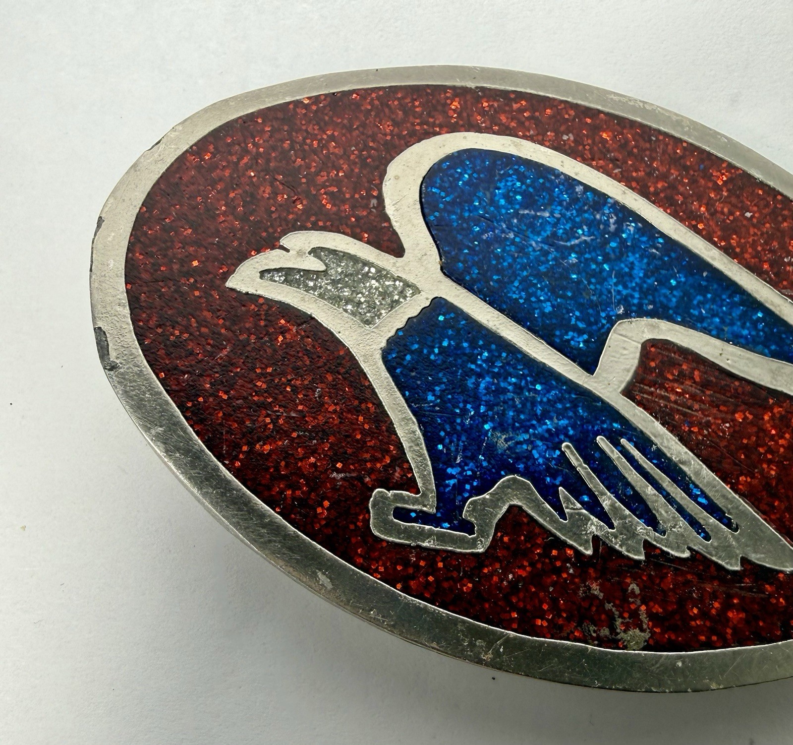 Men’s Eagle Theme Vintage Belt Buckle Red And Blue Silver