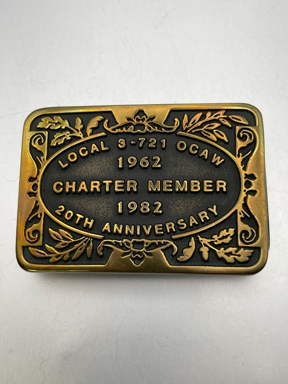 Vintage Belt Buckle Mens Brass Local 3-721 OCAW Oil Chemical Atomic Union