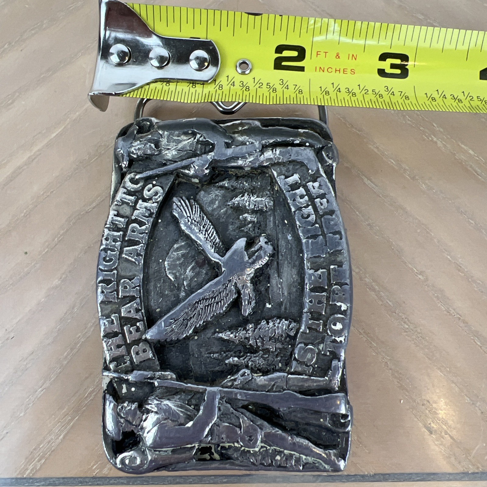 Vintage 1982 Siskiyou The Right To Bear Arms Pewter Belt Buckle R-10