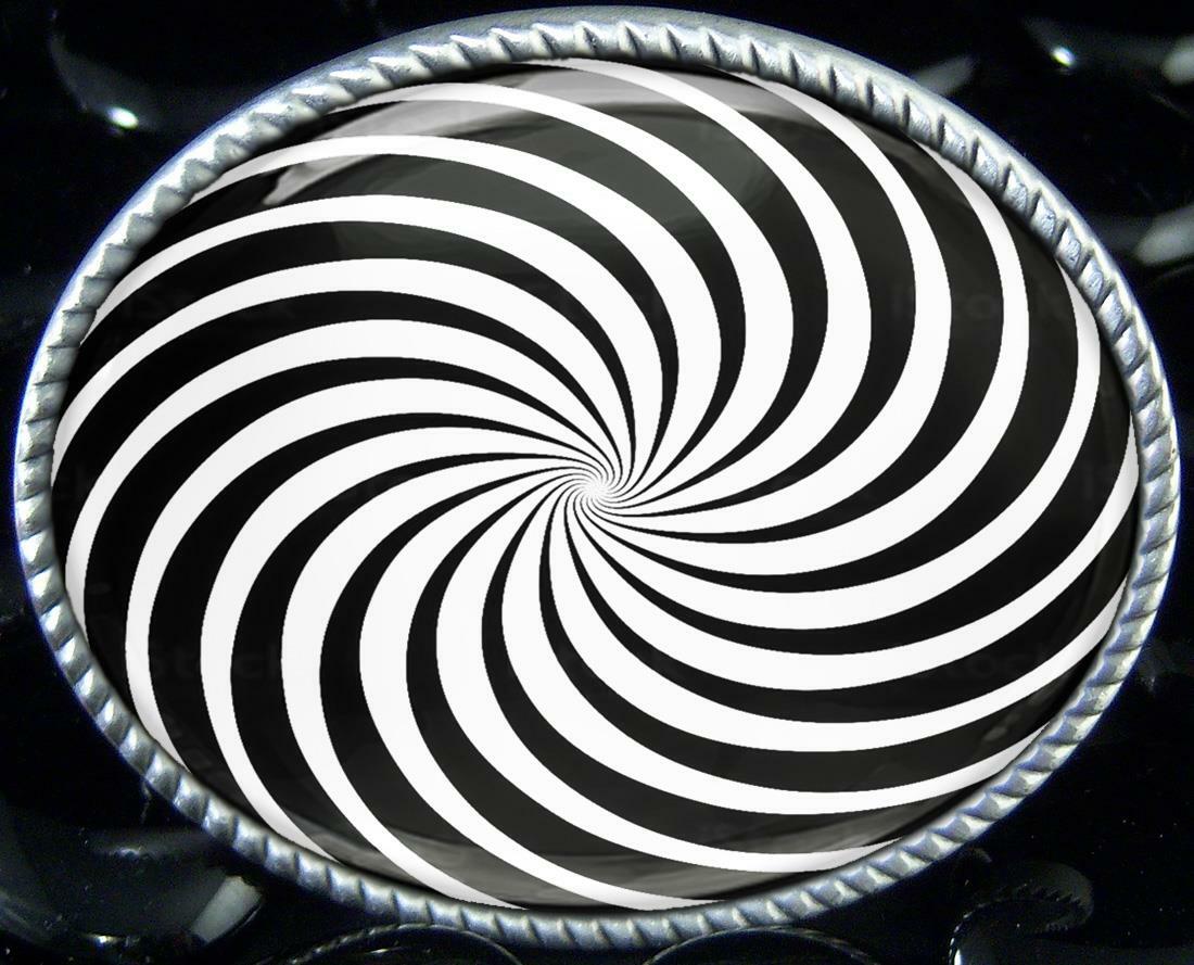 Hypnotic Belt Buckle – Sci-fi Spiral Optical Illusion Handmade Buckle – 558