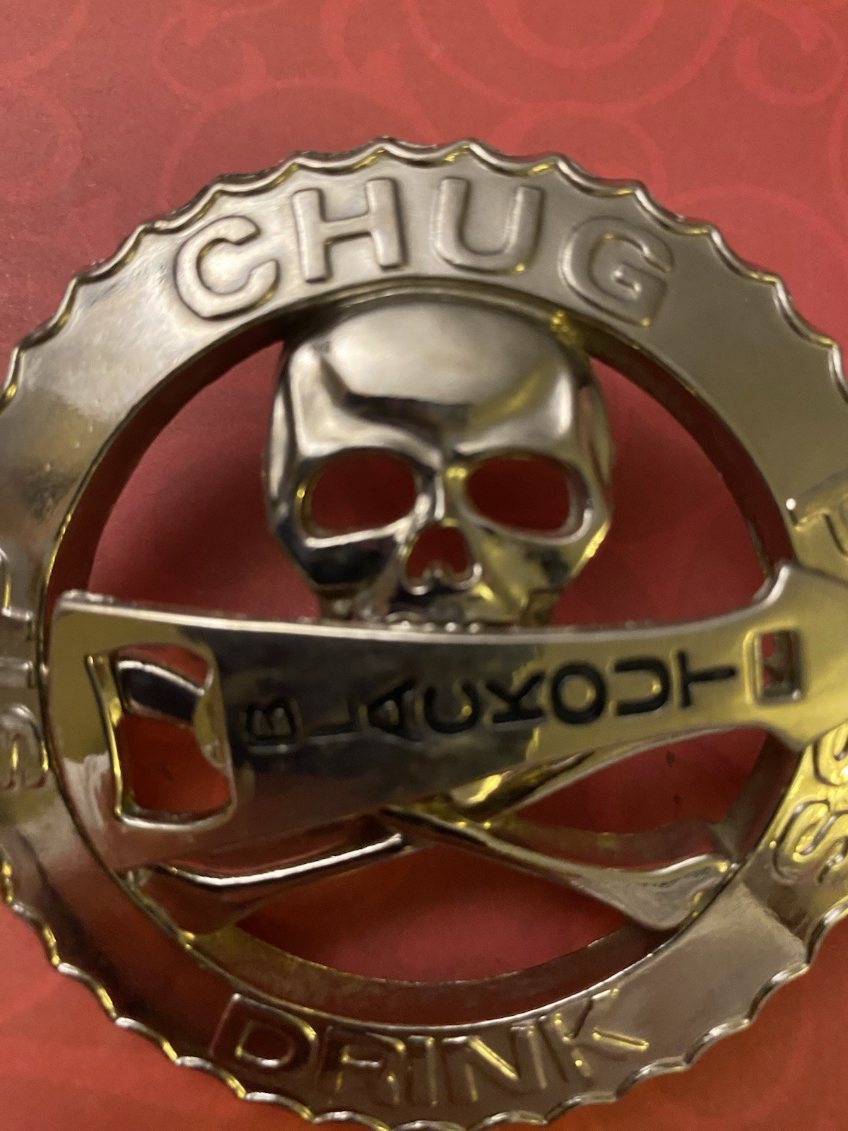 Vintage Skull & Crossbones Drinking Game with Spinner Belt Buckle
