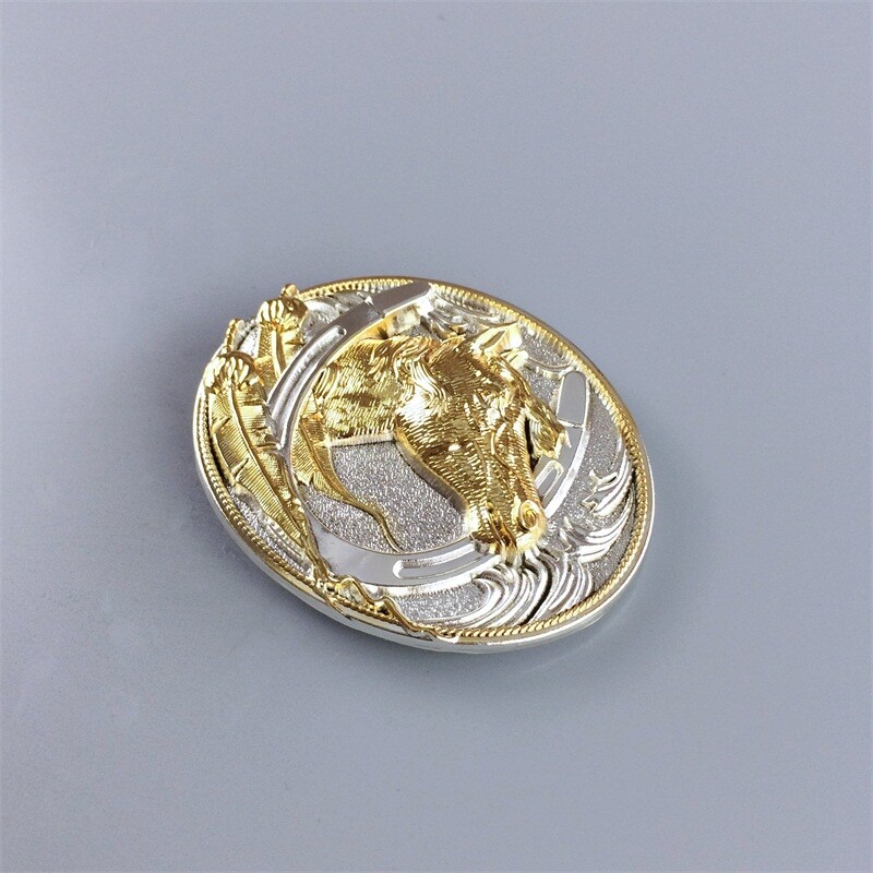 Two-Tone Silver Gold Plated Horse HorseShoe Belt Buckle also Stock in US