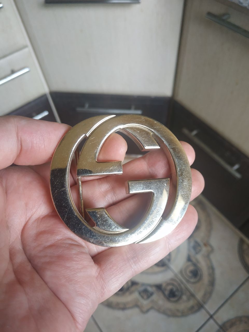 Authentic Gucci Interlocking G Belt Buckle Gold Tone Replacement 4cm 1.5&Prime; Buckle