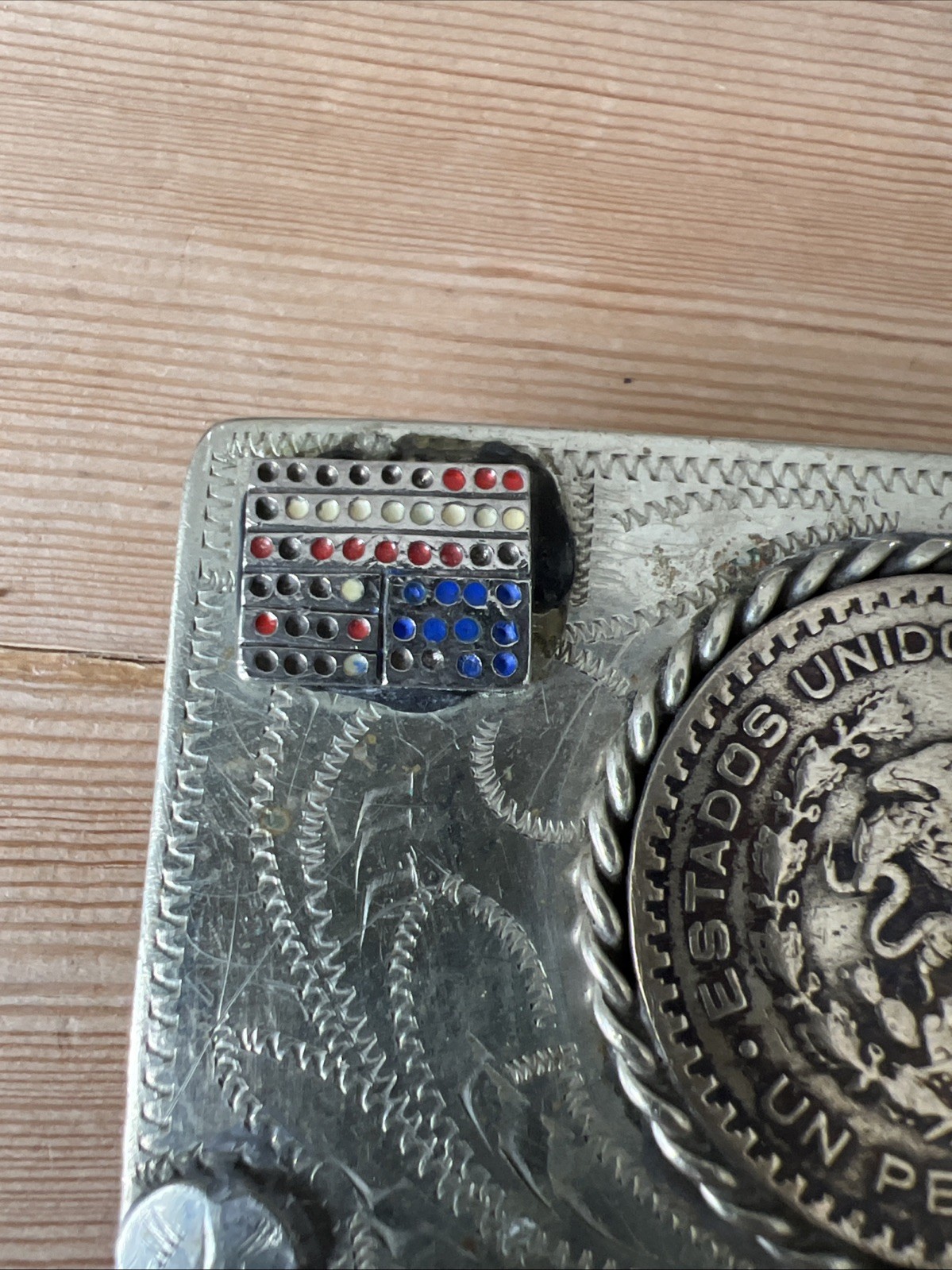 Vintage Silver Small Handmade Mexican Peso 1965 Belt Buckle Stamped