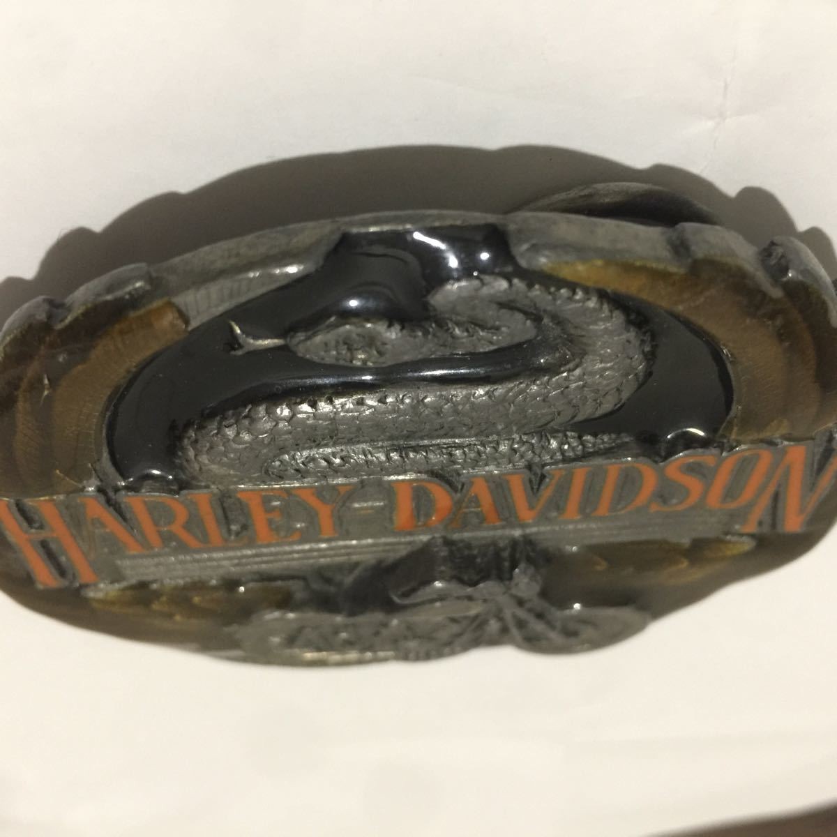 Harley Davidson Vintage Belt Buckle Eagle Snake Motorcycle Heavy Metal Japan