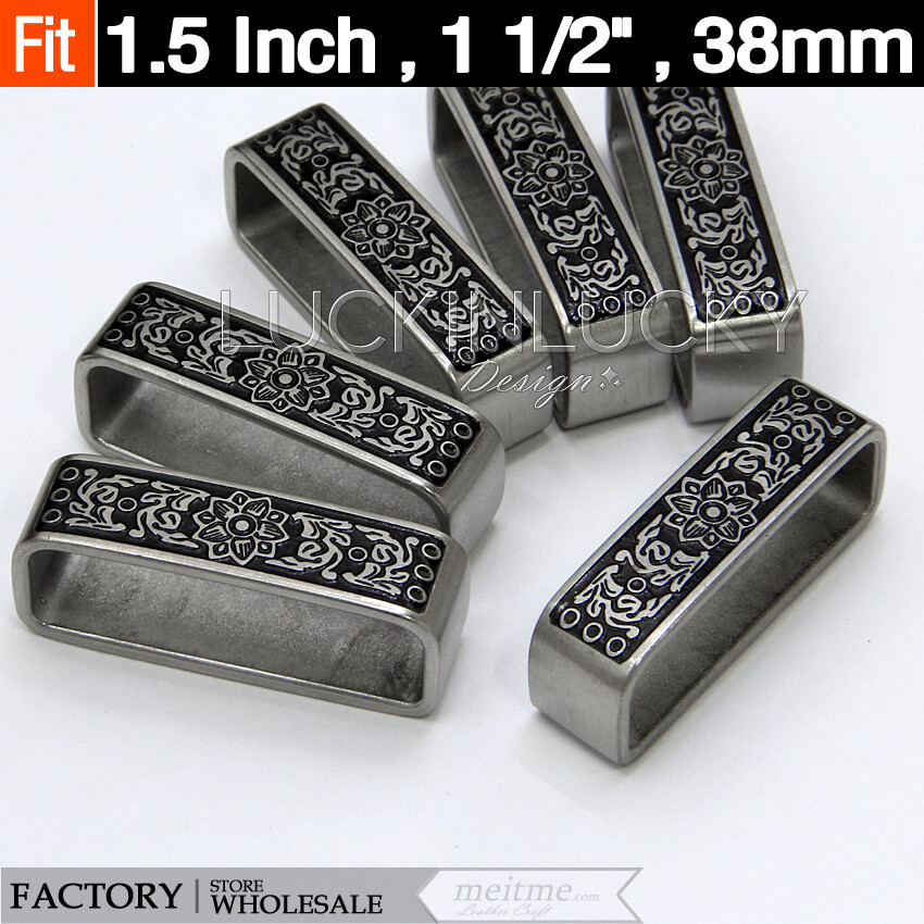 1 Pcs – Loop Stainless Steel Belt Buckle – Patterned Loop Belt Buckle Keeper 1.5